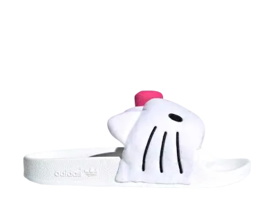 ハローキティ × アディダス オリジナルス アディレッタ スライド "フットウェアホワイト/コアブラック/ピンクフュージョン"