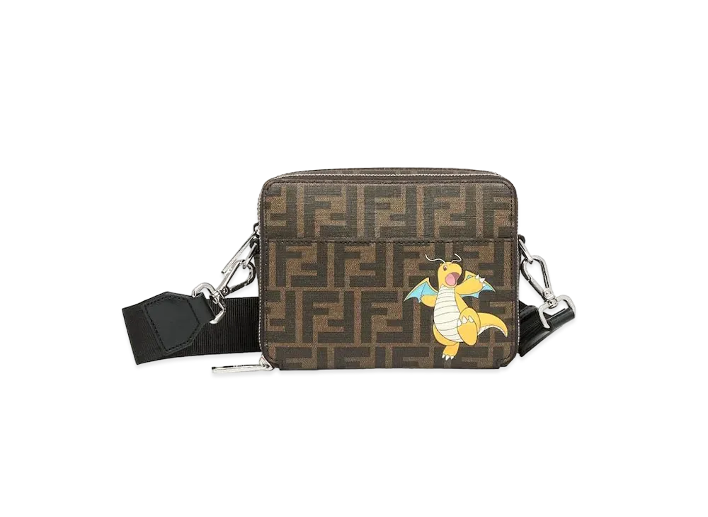 Pokemon x Fragment x FENDI Dragonite Organizer Fendi Cam FF Fabric Bag "Brown"