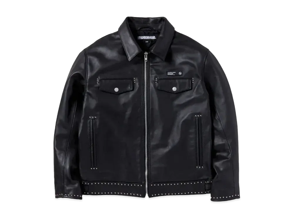 ネイバーフッド スタッズ シングル レザー ジャケット "ブラック"