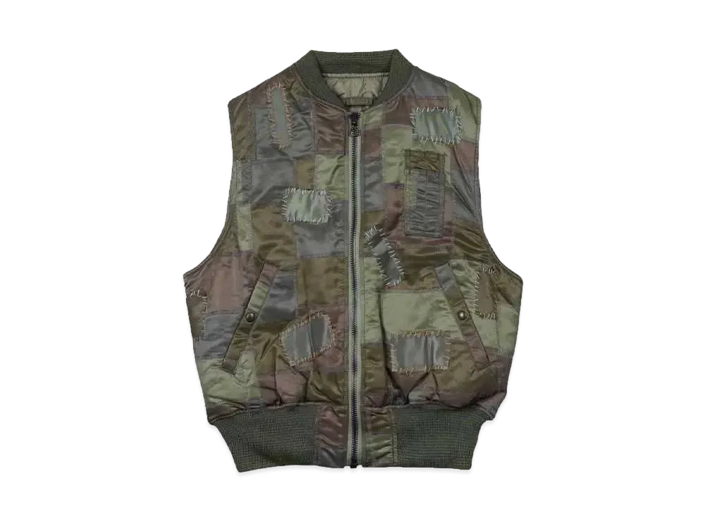 NEXUSVII. CRUSTED MA-1 VEST HAND BLIND STITCH "OLIVE"