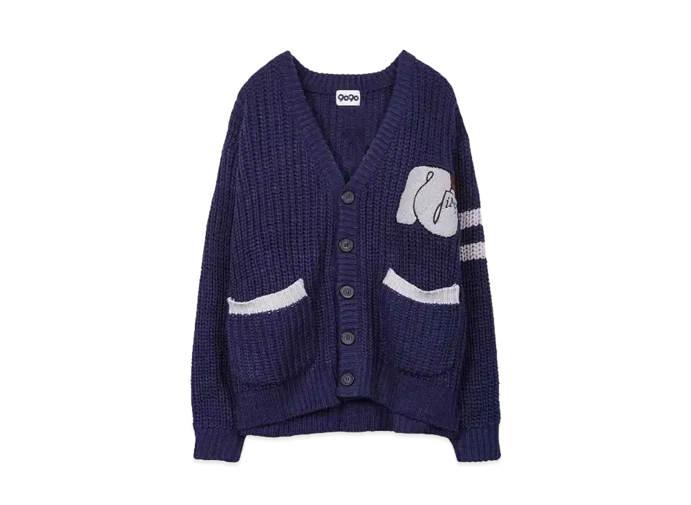 9090 King Lettered Cardigan "Navy"