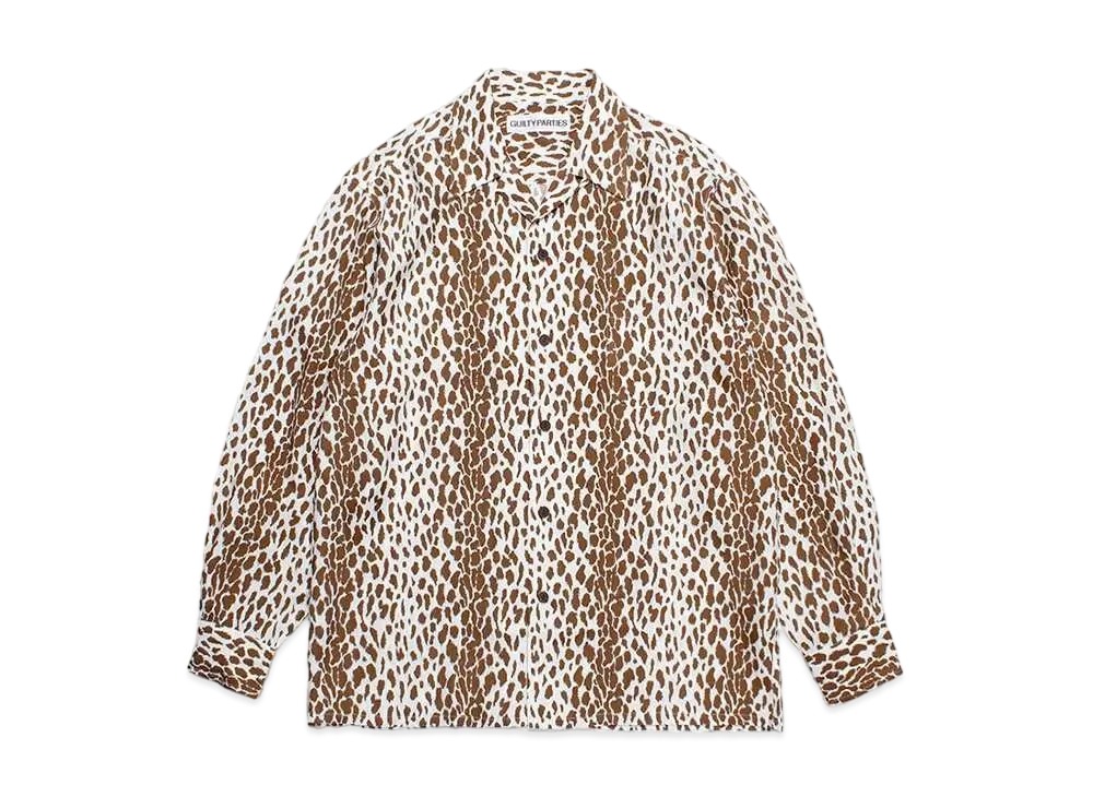 WACKO MARIA Leopard Open Collar Shirt "Brown"