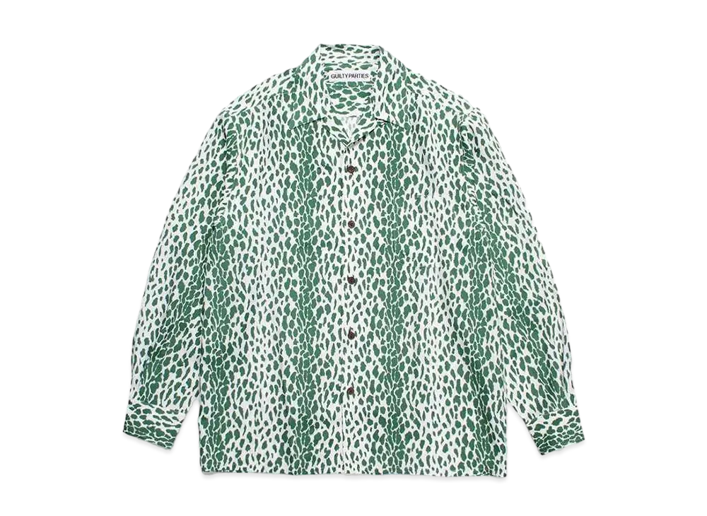 WACKO MARIA Leopard Open Collar Shirt "Green"