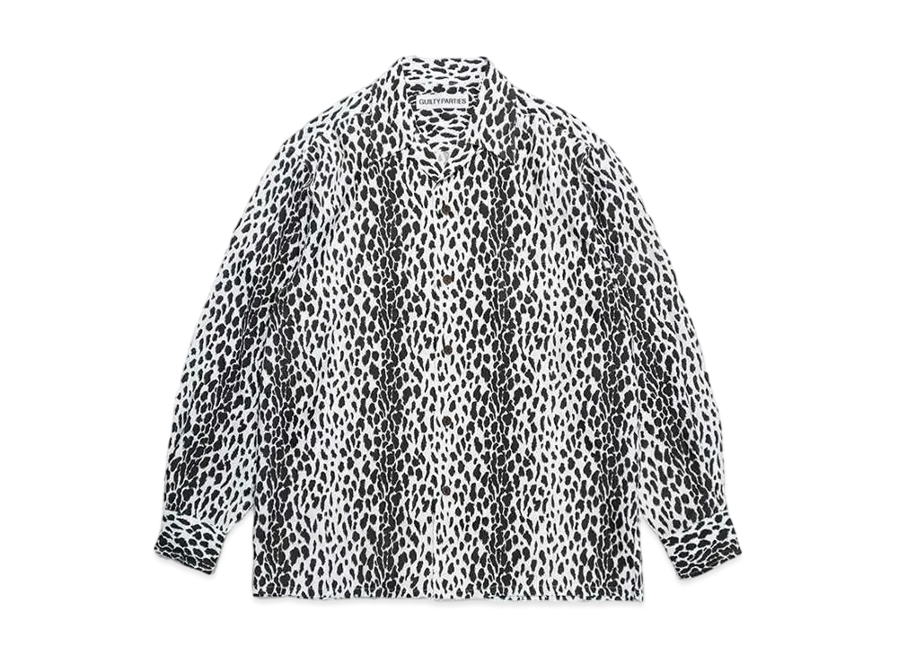 WACKO MARIA Leopard Open Collar Shirt "Black"