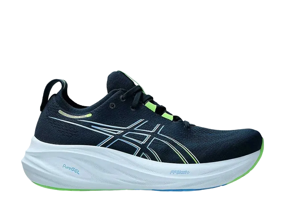 アシックス ゲルニンバス26 エクストラ ワイド "フレンチブルー/エレクトリックライム"