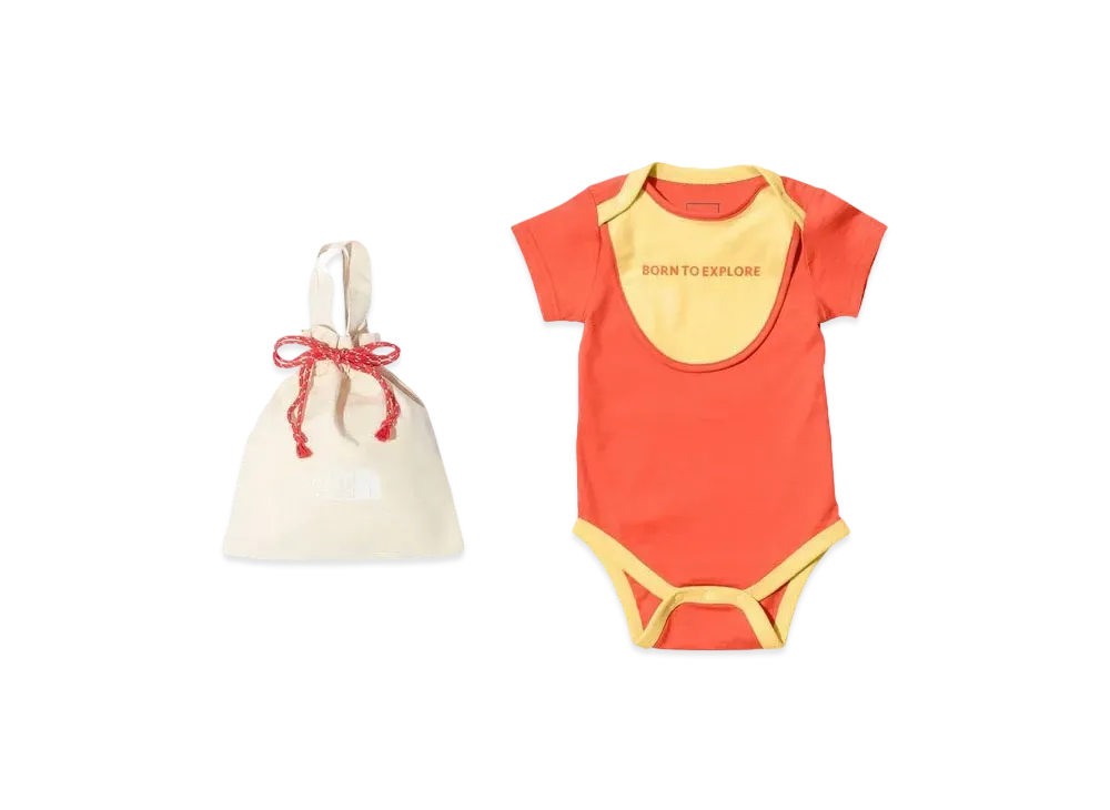 The North Face Baby S/S Rompers&2P Bib "Retro Orange"