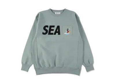 WIND AND SEA Surf Mickey / Crew Neck Sweat "Green"