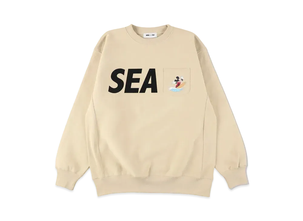 WIND AND SEA Surf Mickey / Crew Neck Sweat "Yellow"