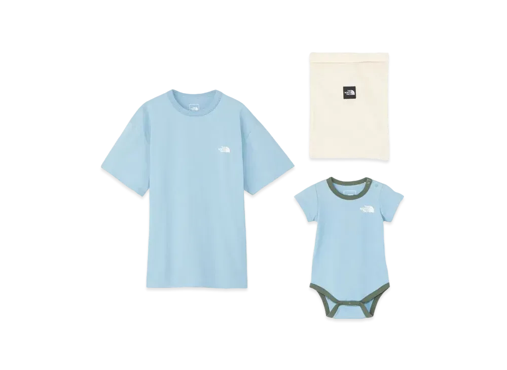 The North Face Cr S/S Tee & Baby Rompers Set "Steel Blue"