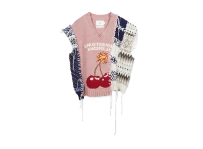 DISCOVERED x EMOTIONAL WORLD Cherry Bomb Remake Knit Vest "MAUVE"