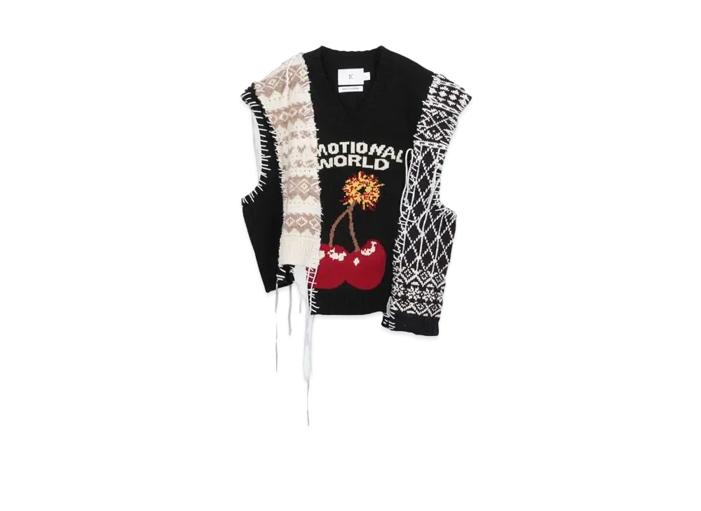 DISCOVERED x EMOTIONAL WORLD Cherry Bomb Remake Knit Vest "BLACK"
