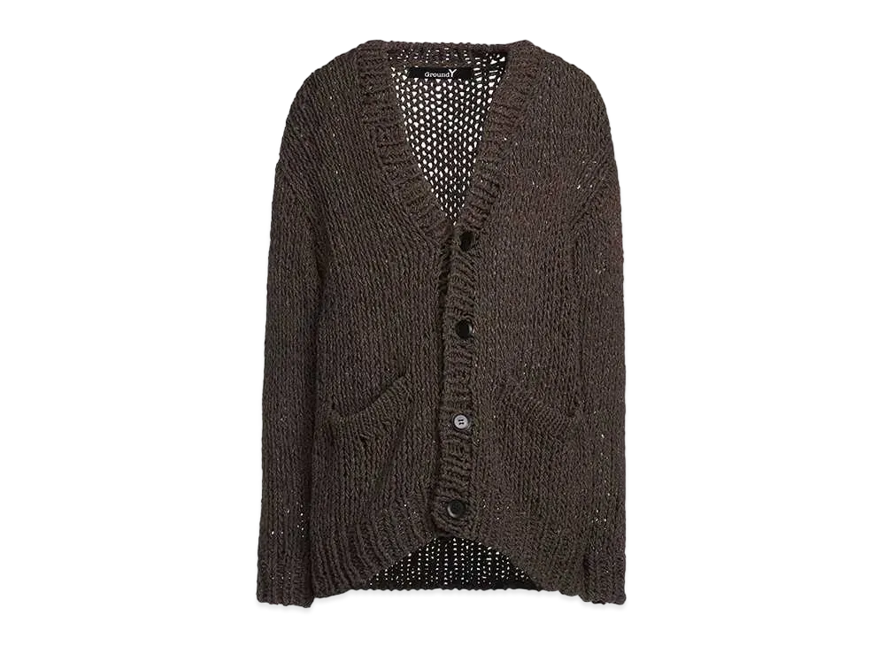 Ground Y Melange Silk Hand Knitted Cardigan "Brown"