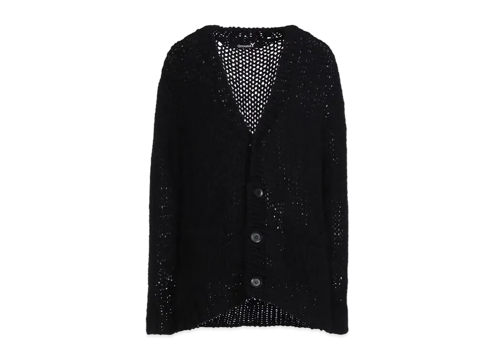 Ground Y Melange Silk Hand Knitted Cardigan "Black"