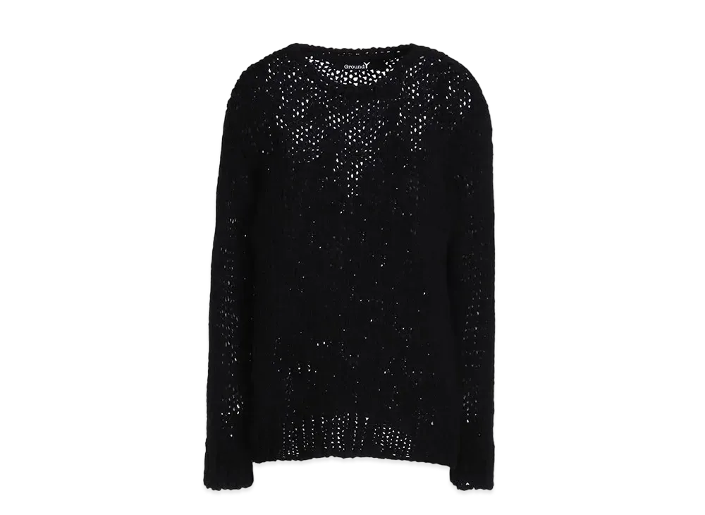 Ground Y Melange Silk Hand Knitted Pullover "Black"