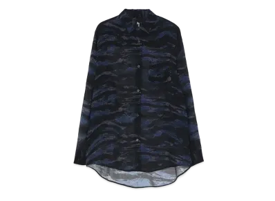 Ground Y Zebra Pattern Cupra Chiffon Big Sleeve Shirt "Blue"