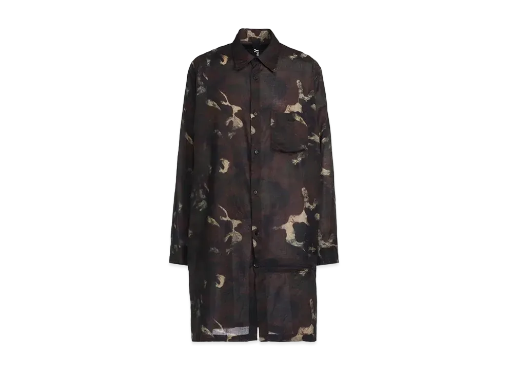 Ground Y Camouflage Pattern Viyella Left Front Zipper Slit Shirt "Khaki"