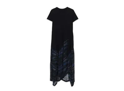 Ground Y Ultima Cotton/Zebra Pattern Cupra Chiffon Angular T Dress "Blue"