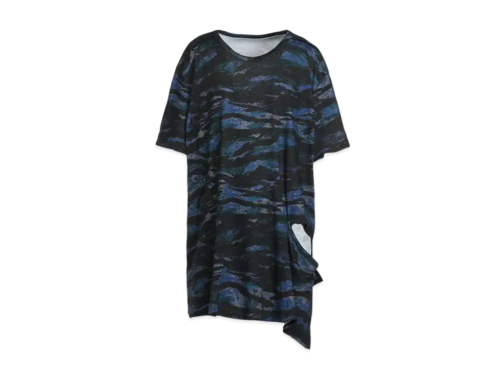 Ground Y Zebra Pattern Cotton/modal Left Opening Short Sleeve T-shirt "Blue"