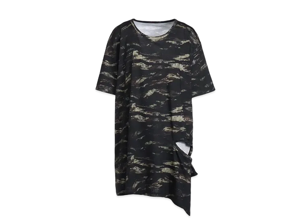 Ground Y Zebra Pattern Cotton/modal Left Opening Short Sleeve T-shirt "Khaki"