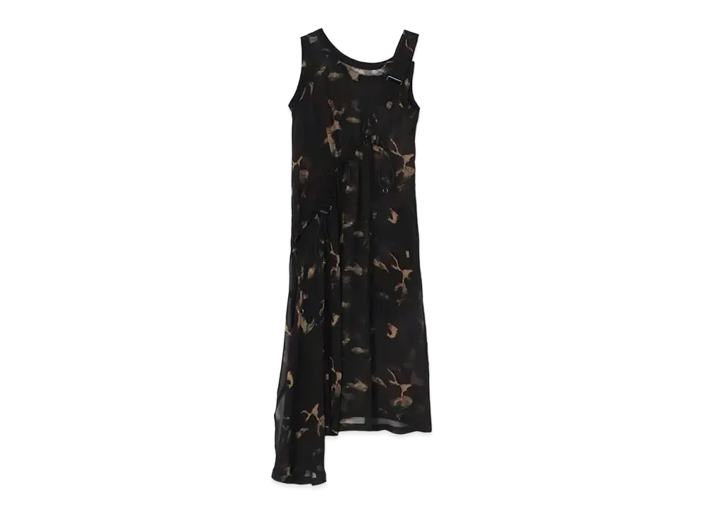 Ground Y Camouflage Pattern Cupra Chiffon Sleeveless Dress Type2 "Khaki"