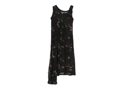 Ground Y Camouflage Pattern Cupra Chiffon Sleeveless Dress Type2 "Khaki"
