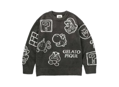 GELATO PIQUE x SUPER MARIO Men's Babymocore Sort Jacquard Pullover "Dark Gray"