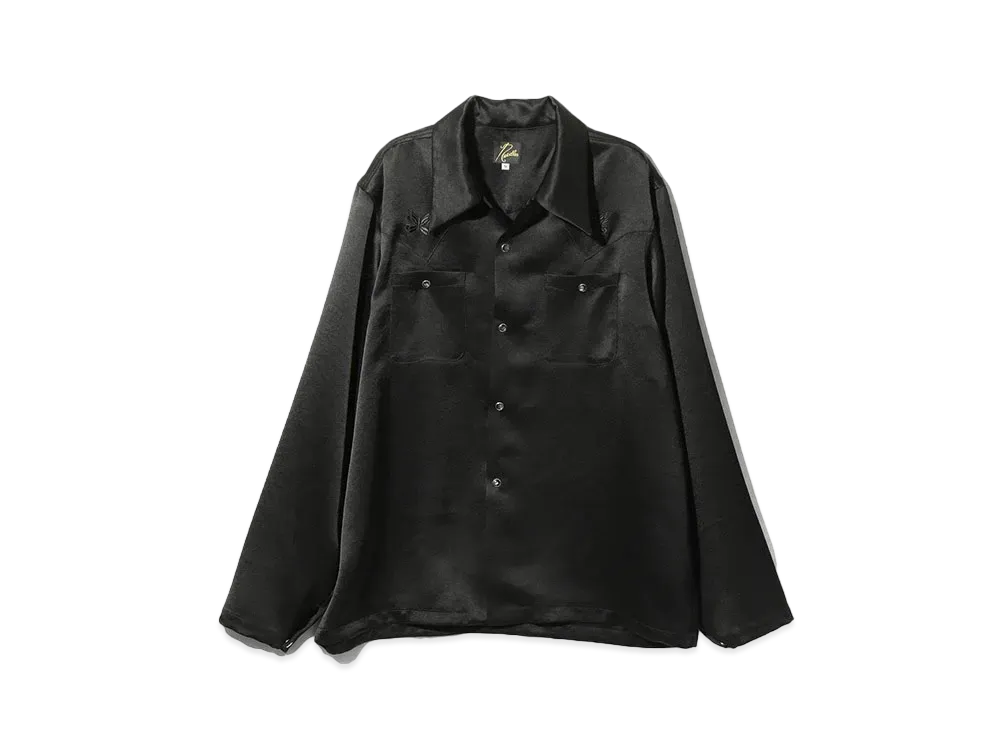 Needles L/S Cowboy One-Up Shirt - Poly Sateen "Black"