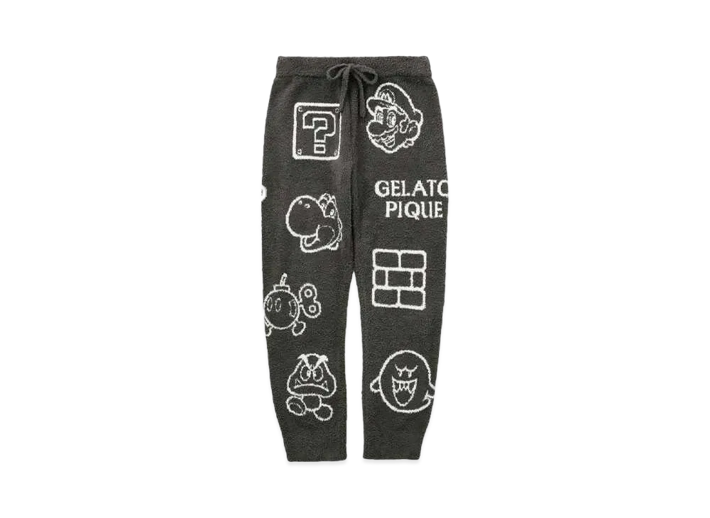 GELATO PIQUE x SUPER MARIO Ladies Baby Moco Assorted Jacquard Long Pants "Dark Gray"