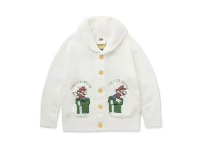 GELATO PIQUE x SUPER MARIO Baby Moco Jacquard Shawl Cardigan "Off White"