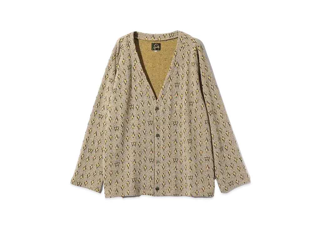 Needles V Neck Cardigan - C/An Papillon&Floral Jq. "Yellow/Navy"