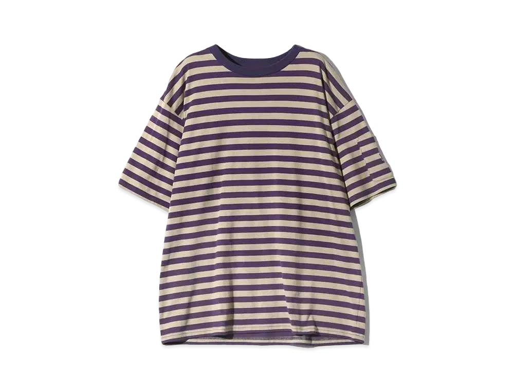Needles S/S Crew Neck Tee - Cotton Stripe Jersey "Purple/Grey"