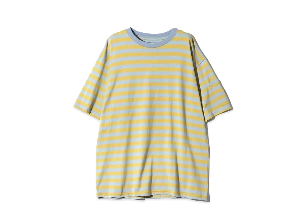 Needles S/S Crew Neck Tee - Cotton Stripe Jersey "Sax/Yellow"