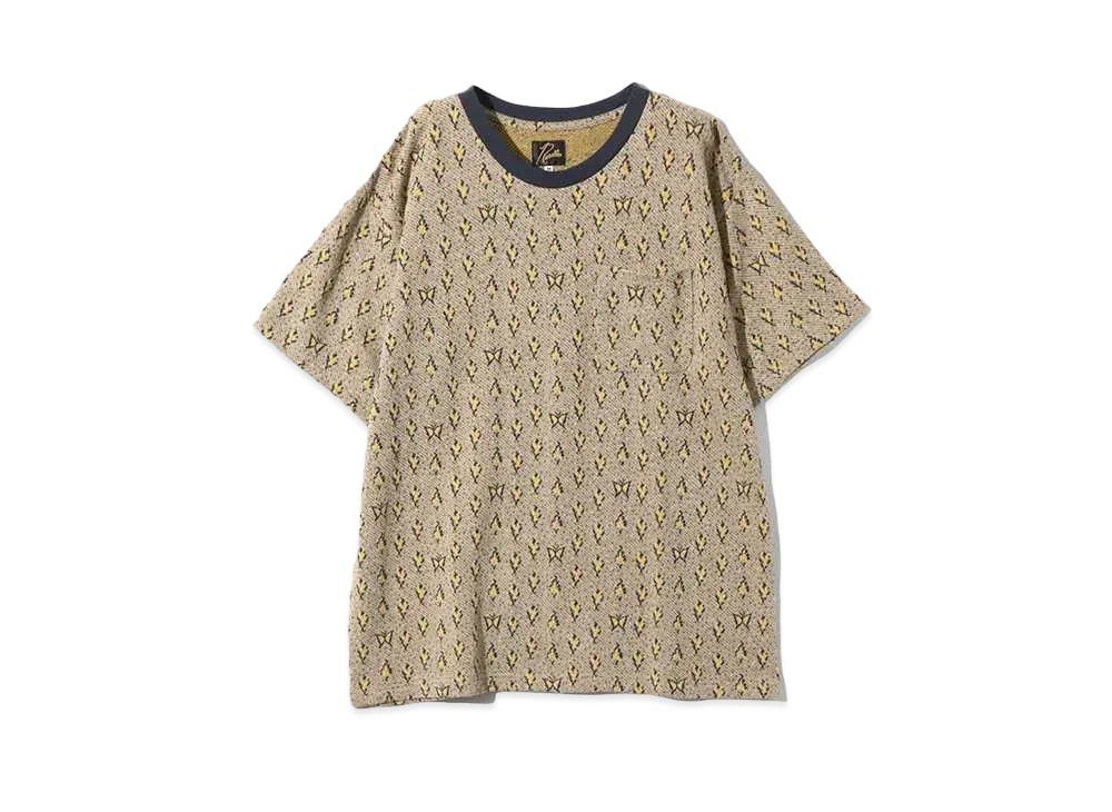 Needles S/S Crew Neck Tee - C/An Papillon&Floral Jq. "Yellow/Navy"