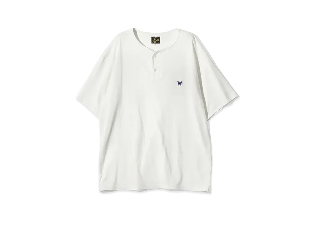 Needles S/S Henley Neck Tee - Poly Jersey "White"