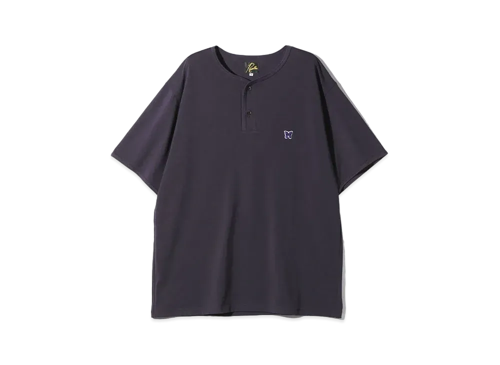 Needles S/S Henley Neck Tee - Poly Jersey "Egg Plant"