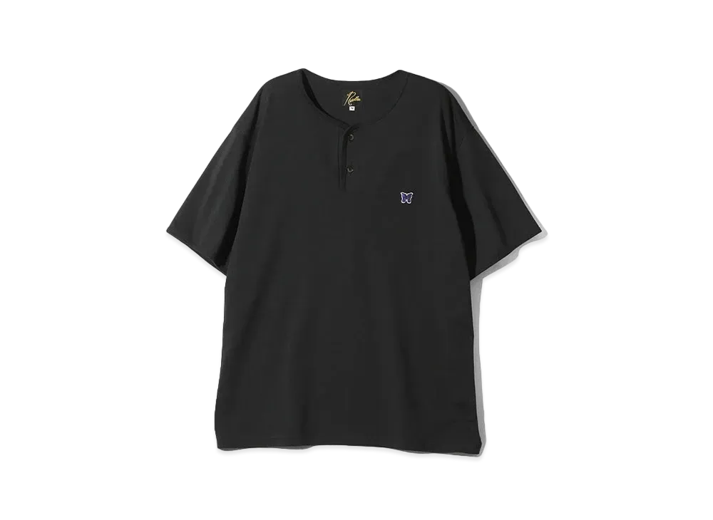 Needles S/S Henley Neck Tee - Poly Jersey "Black"