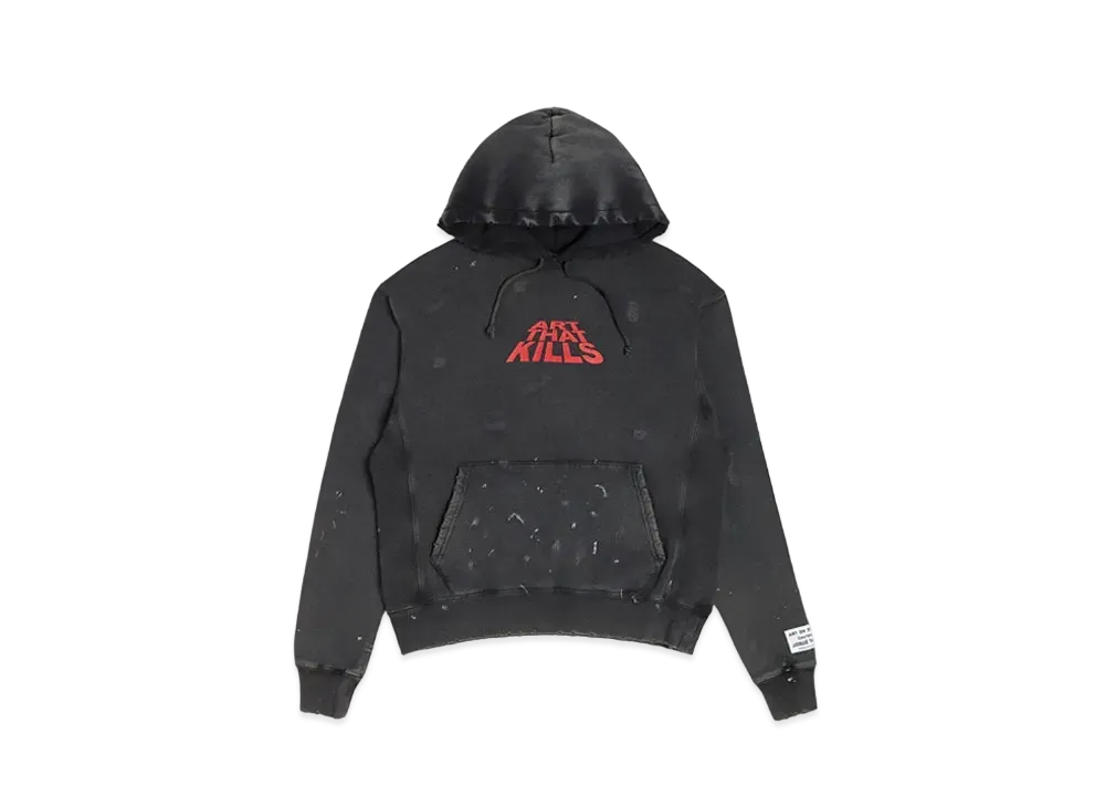 GALLERY DEPT. ATK Distressed Logo Hoodie "Faded Black"