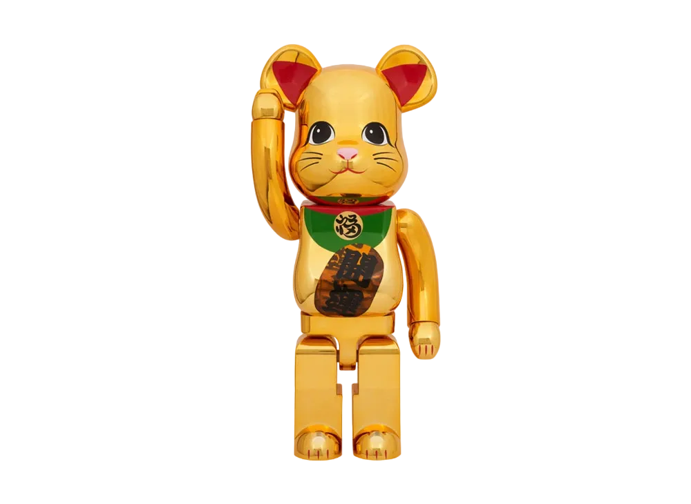 Bearbrick Manekineko Good Luck Gold Plated luminescence 1000%