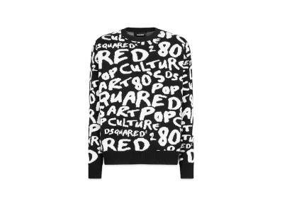 Dsquared2 D2 Pop 80'S Knit Crewneck Pullover "Black/White"