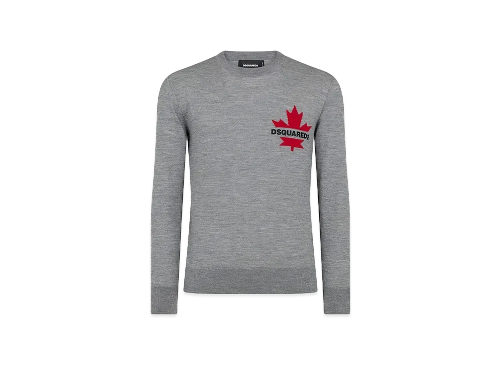 Dsquared2 Intarsia Knit Crewneck Pullover "Gray"