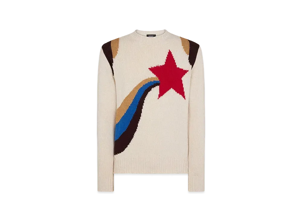 Dsquared2 Knitted Cotton Crewneck Pullover "Multicolor"