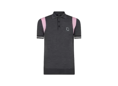 Dsquared2 Intarsia Knit Polo Shirt "Gray/Pink"
