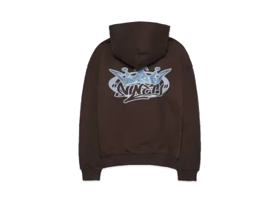 9090 King Logo Rhinestone Hoodie "Brown"