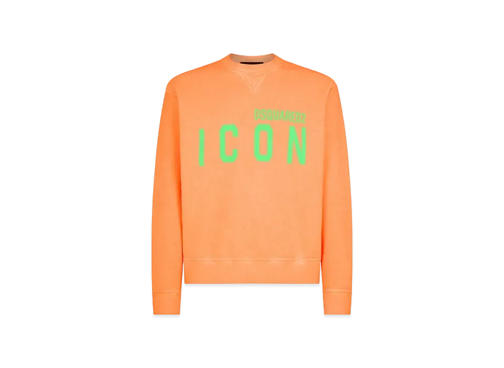 Dsquared2 Icon Splash Cool Fit Crewneck Sweatshirt #1 "Orange Fluo"