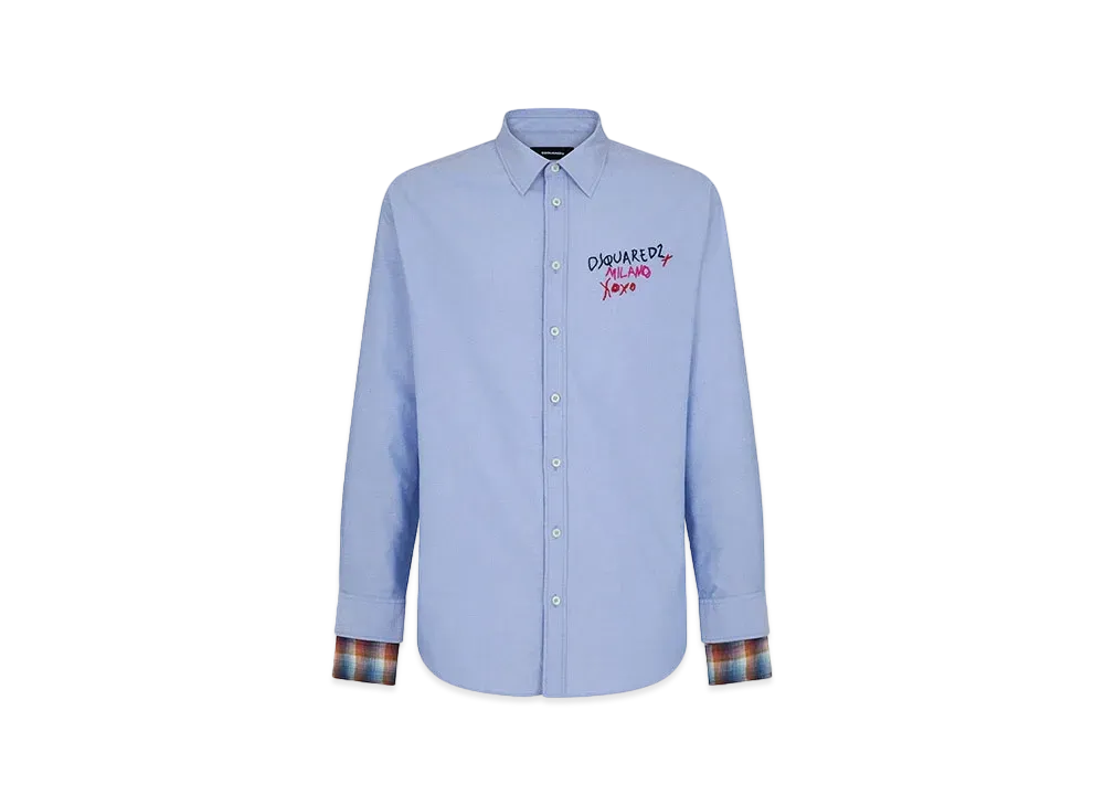 Dsquared2 Layered Sleeves Oxford Shirt "Light Blue"