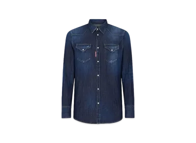 Dsquared2 Dark Classic Wash Western Shirt "Blue"