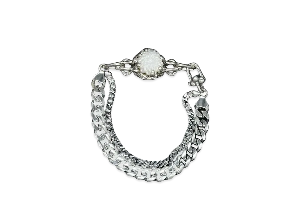 WTLA Zinnia Flower Bracelet_Cuban Link Chain_Vintage Finish "Vintage"