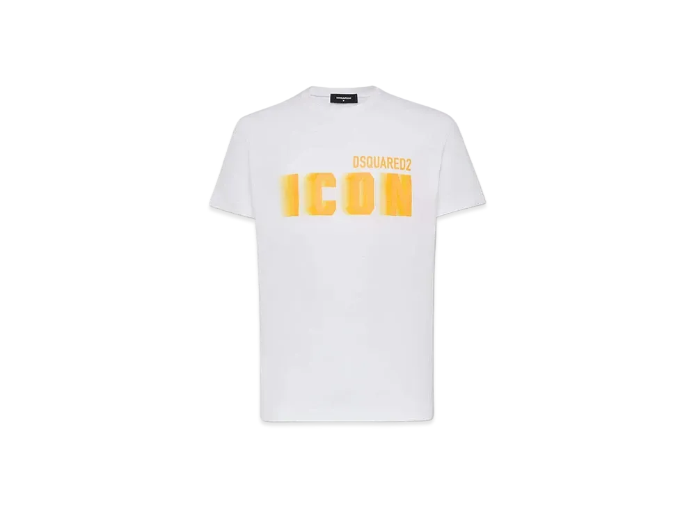 Dsquared2 Icon Blur Cool Fit T-Shirt "White/Orange Fluo"