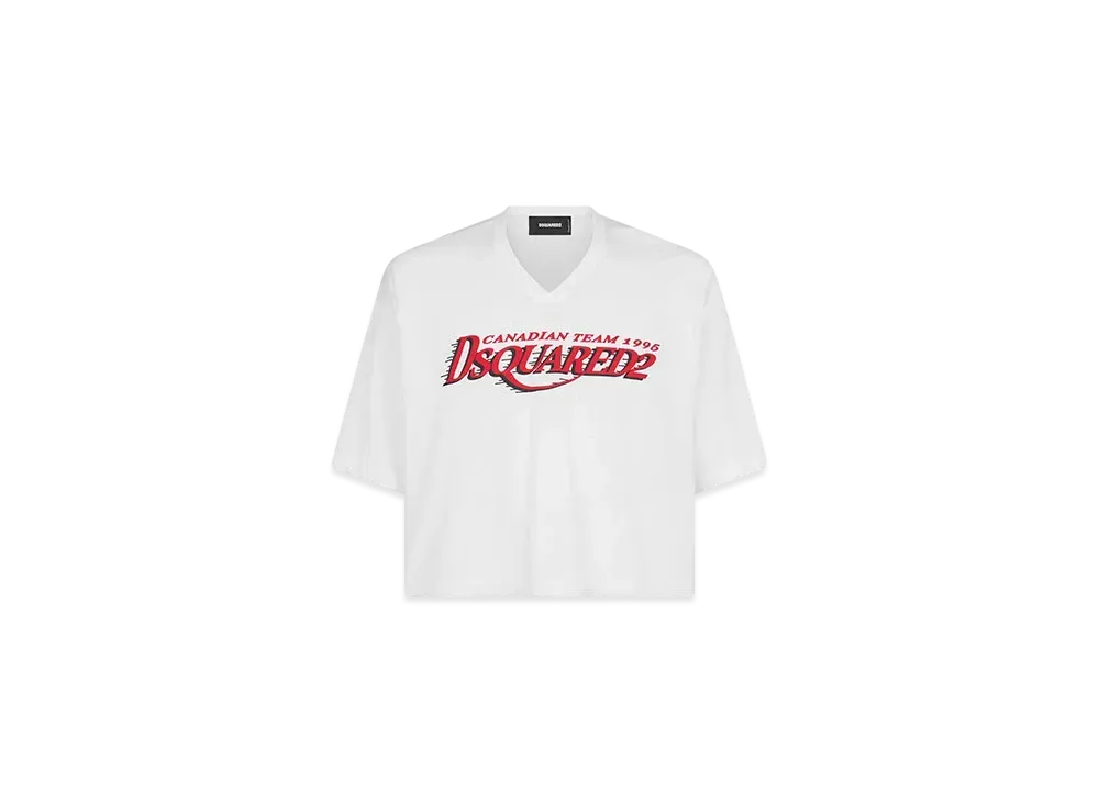 Dsquared2 Cropped Football Fit T-Shirt "White"