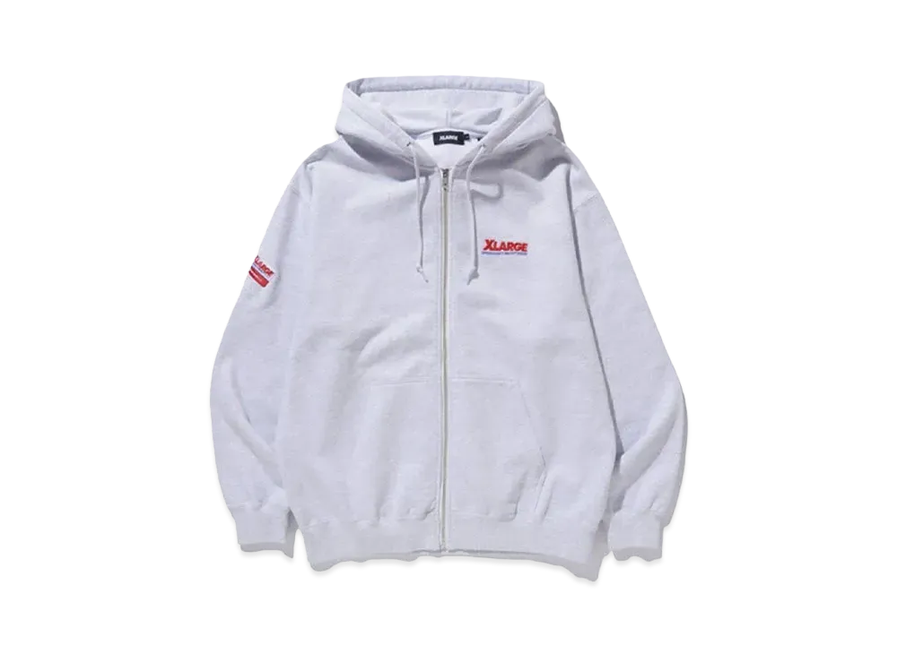 XLARGE BAY AREA ZIP UP HOODED SWEATSHIRT "ASH"